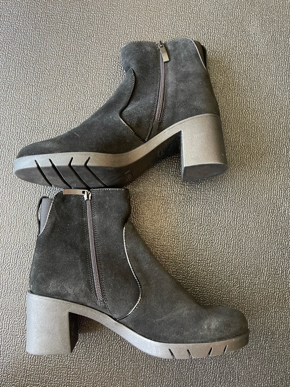 THE FLEXX black suede platform ankle booties chunky heel